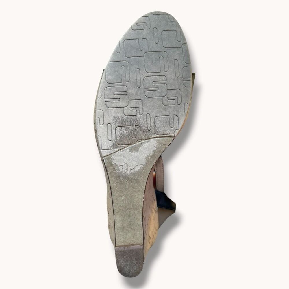Unisa Black Cork Wedge Slingback Sandals Silver Hardware Women’s Size - Picture 7 of 8